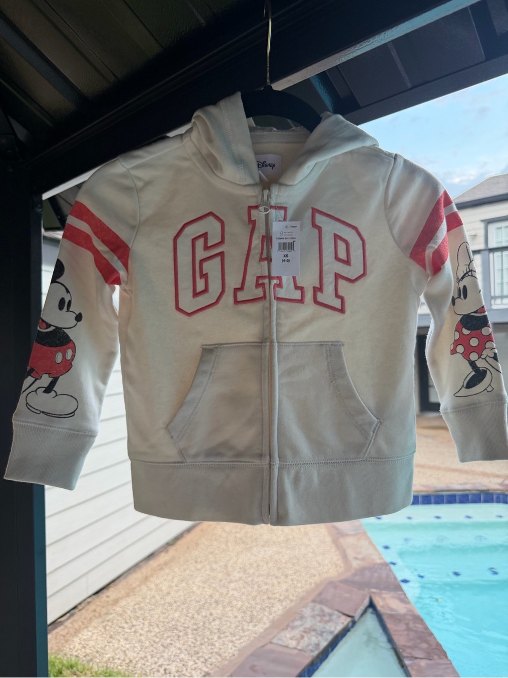 GAP Kids Cream Zip-Up Hoodie with Mickey & Minnie - Size XS 4-5 - New with tag